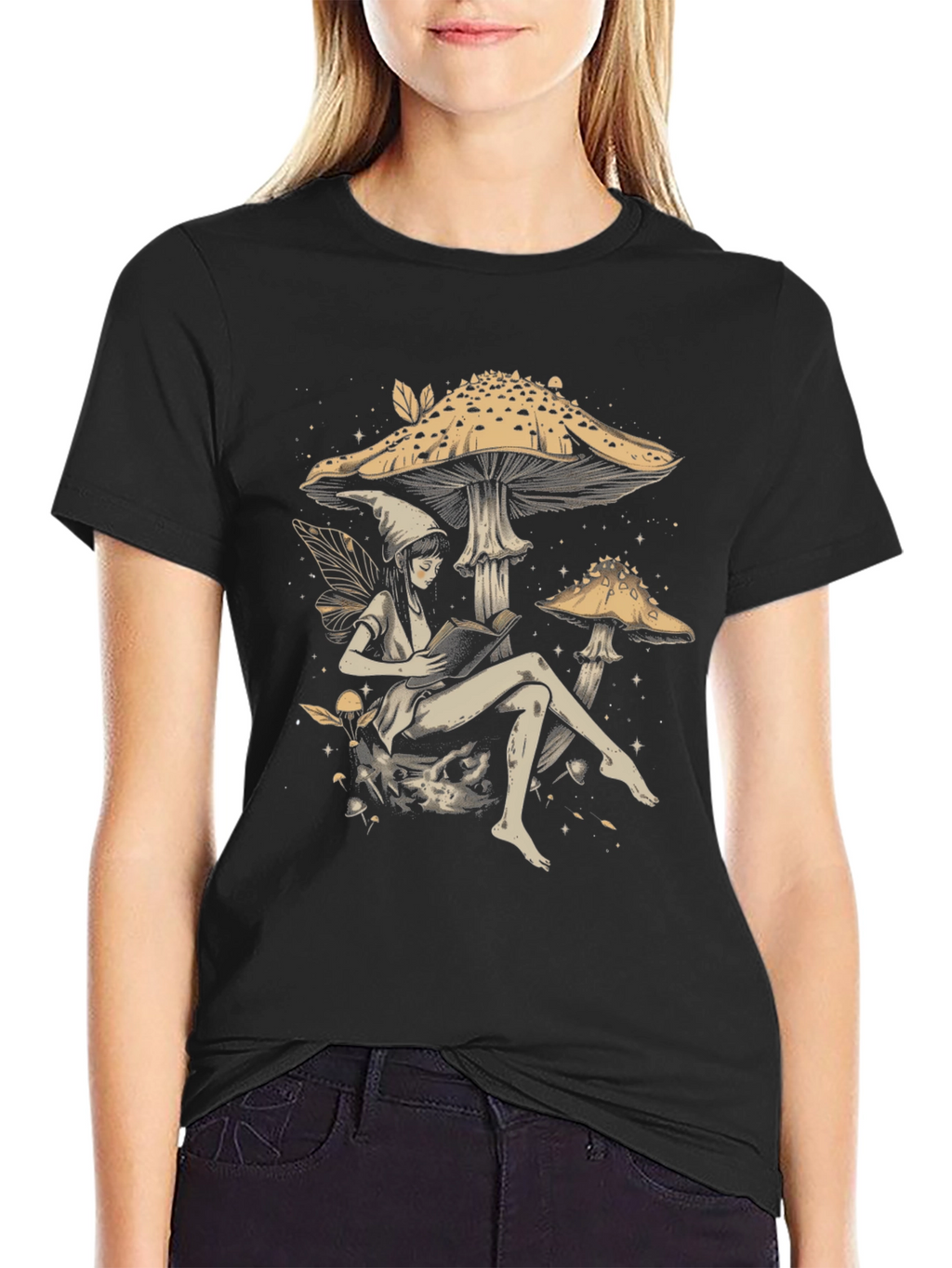 Fairy Reading Under Mushroom T-Shirt