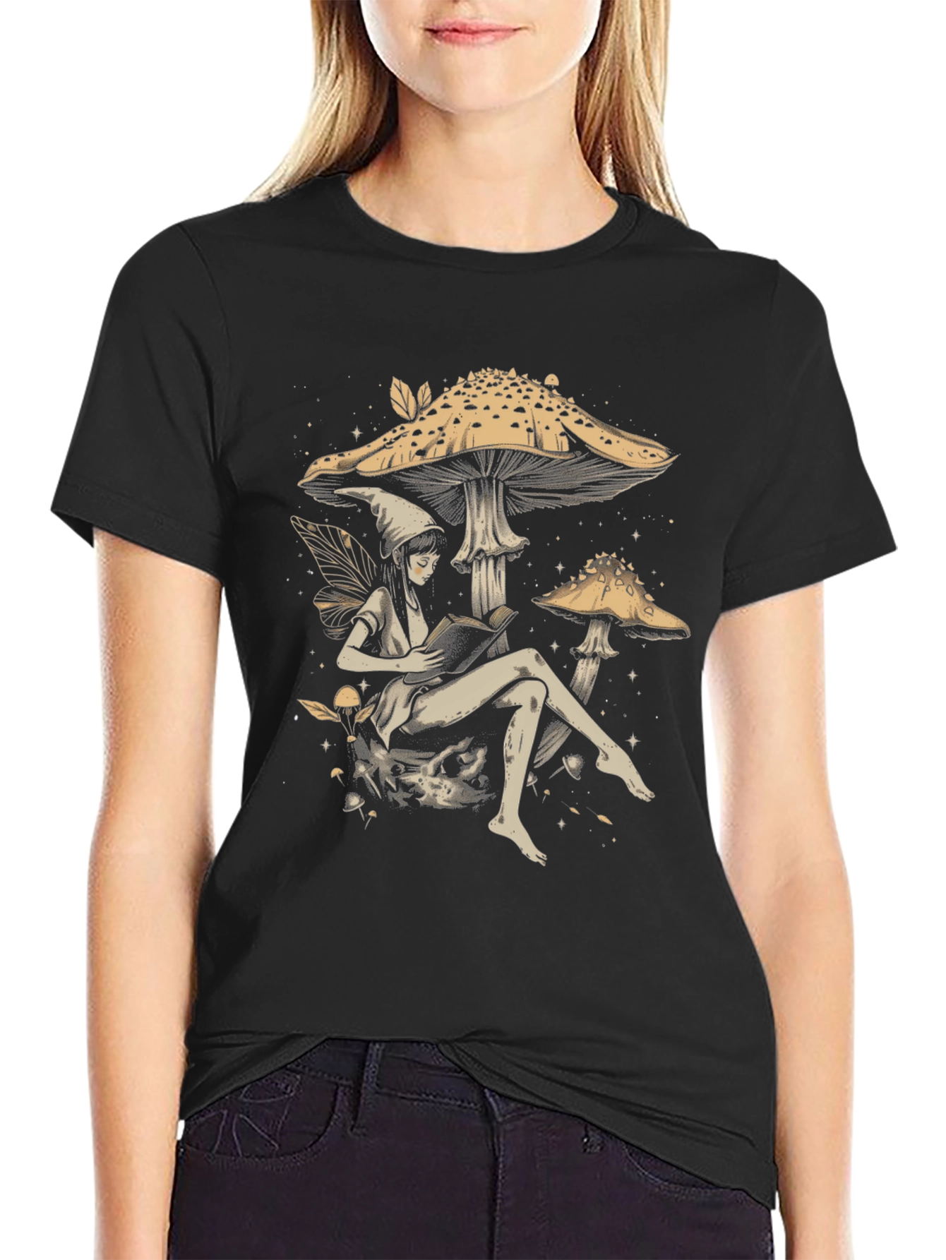 Fairy Reading Under Mushroom T-Shirt