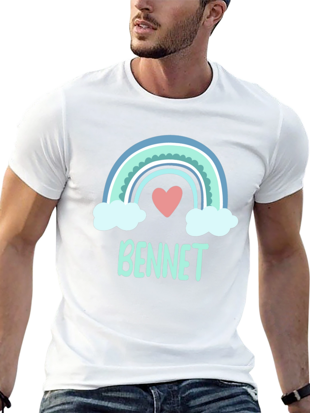Bennet Rainbow Heart Black T-Shirt
