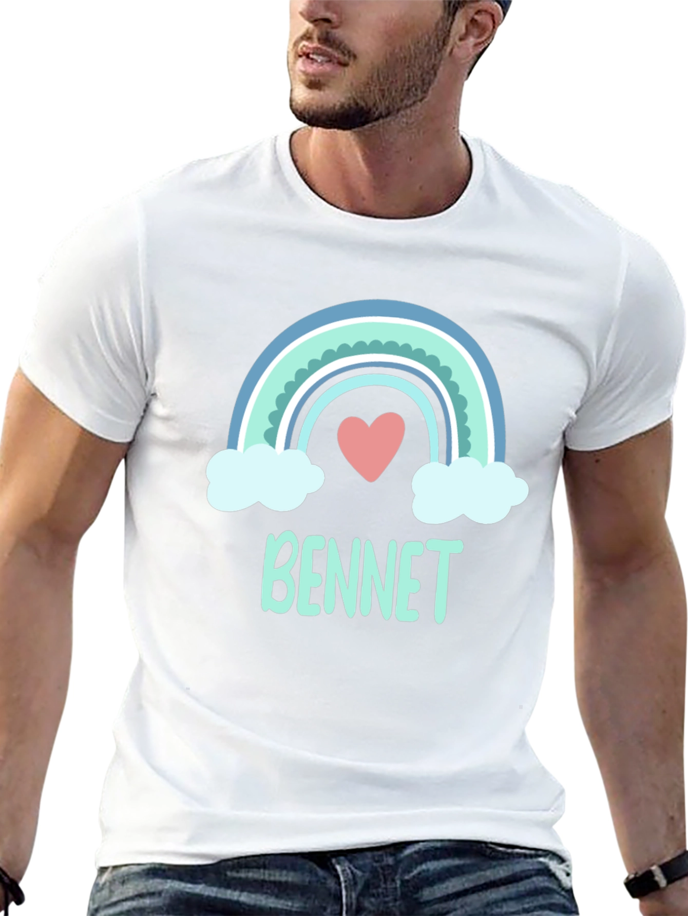 Bennet Rainbow Heart Black T-Shirt