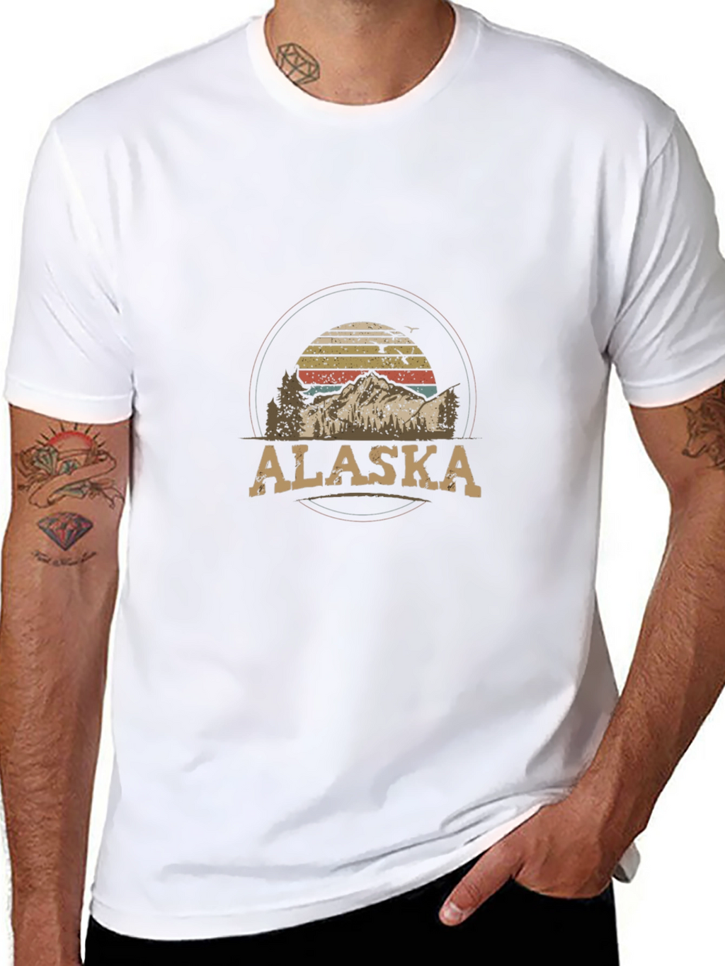 Alaska Mountain Graphic Tee - Retro Style T-Shirt
