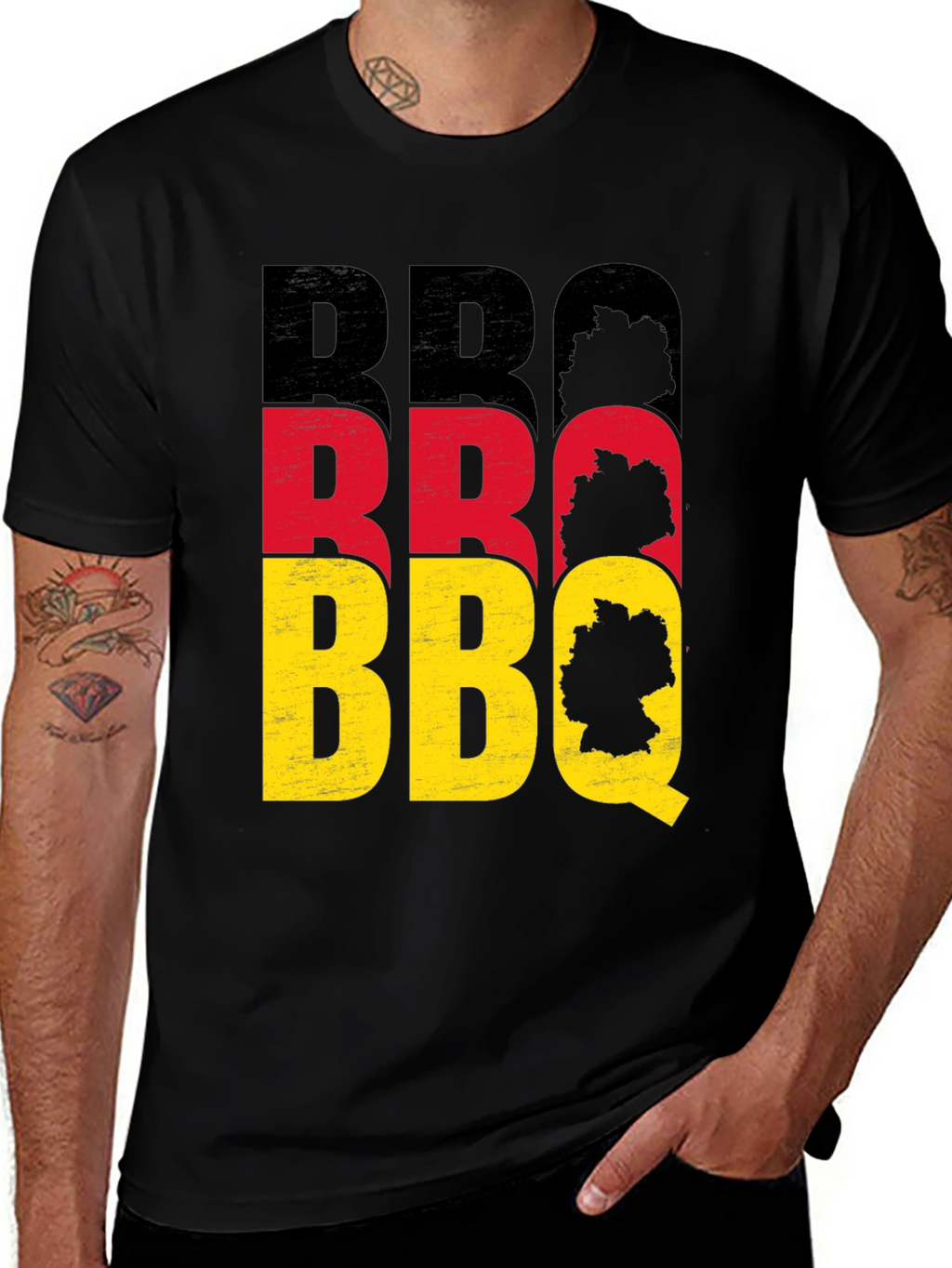 German BBQ T-Shirt - Black Crew Neck