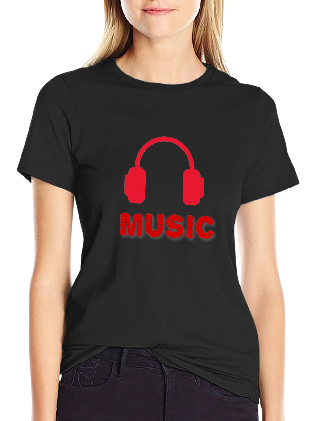 Music Headphone Graphic Tee - Black