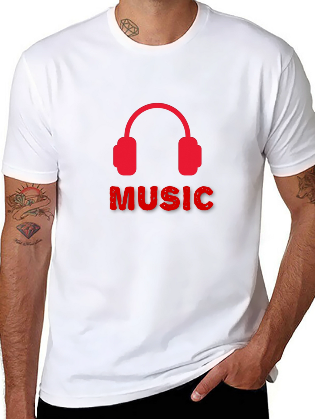 Music Headphone Graphic Tee - Black