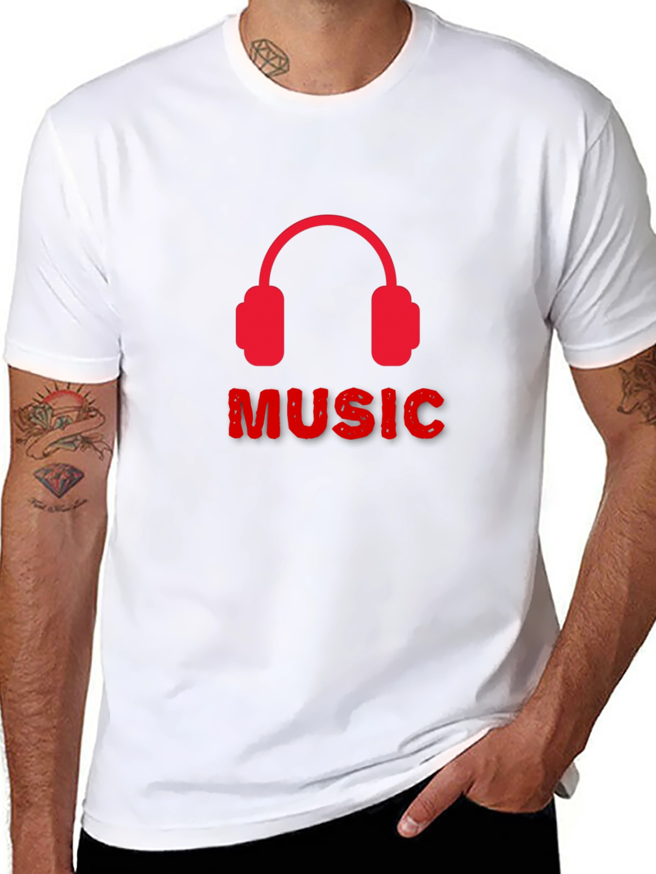 Music Headphone Graphic Tee - Black