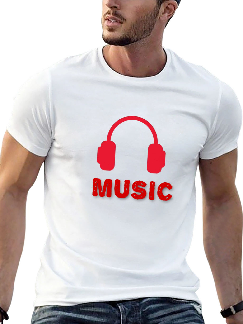 Music Headphone Graphic Tee - Black