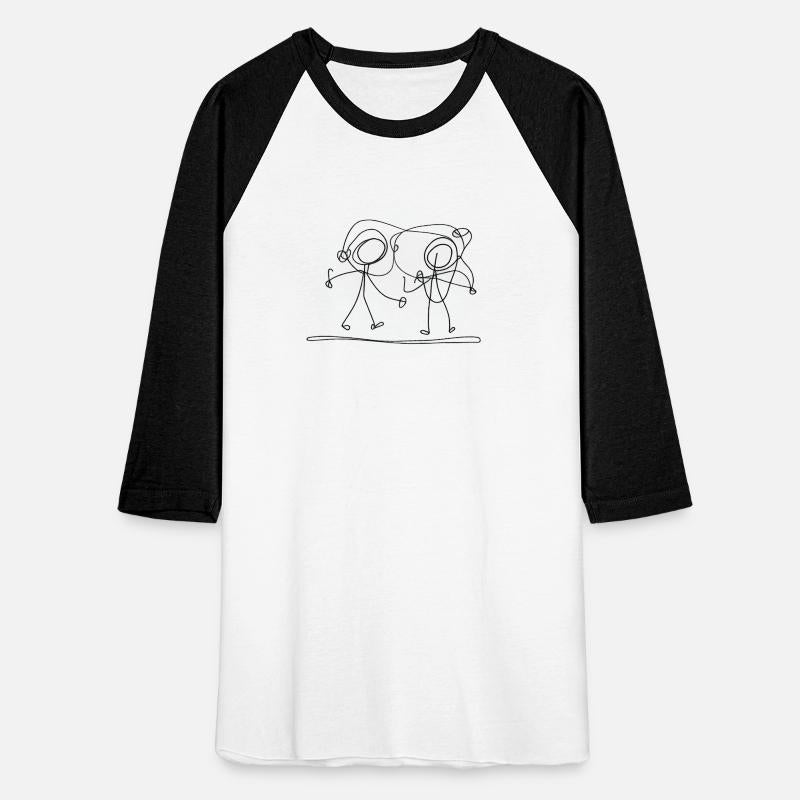 Minimalist Line Art of Two Kids Playing for Tshirt