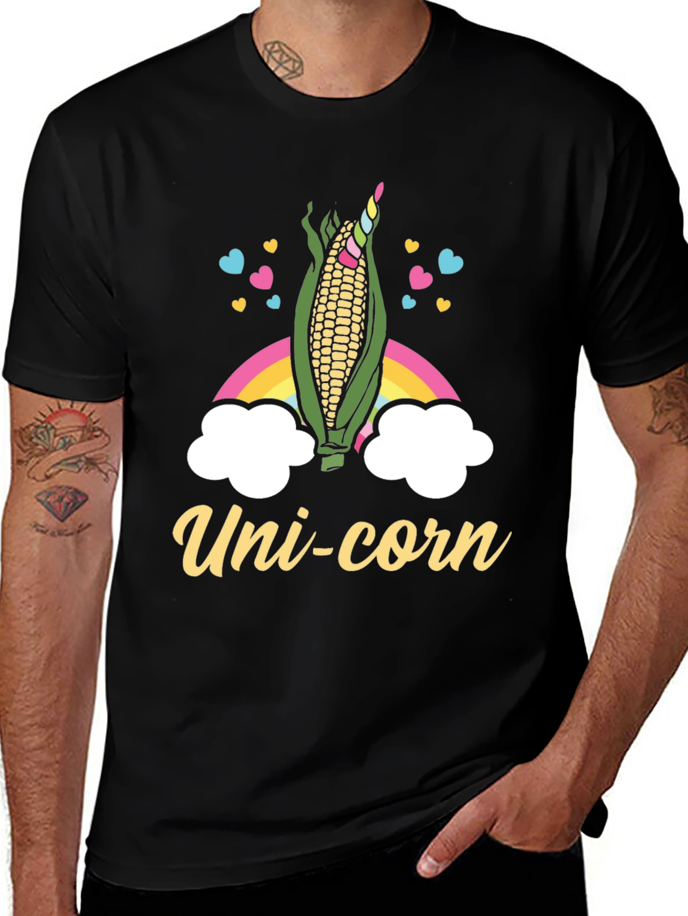Uni-Corn T-Shirt Rainbow Corn Graphic Tee