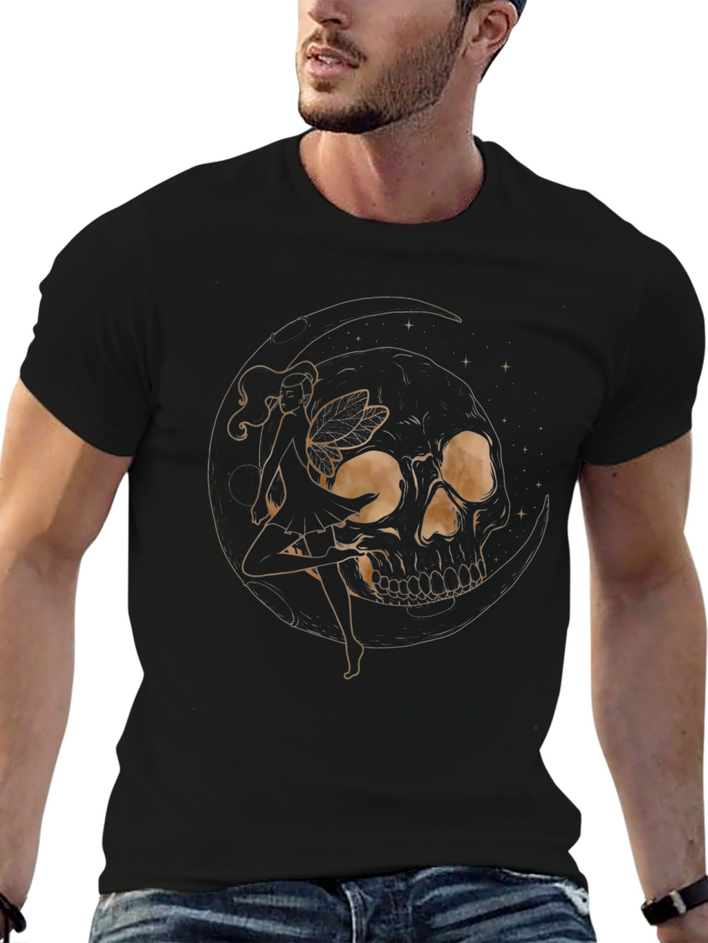 Skull Fairy Graphic Black T-Shirt