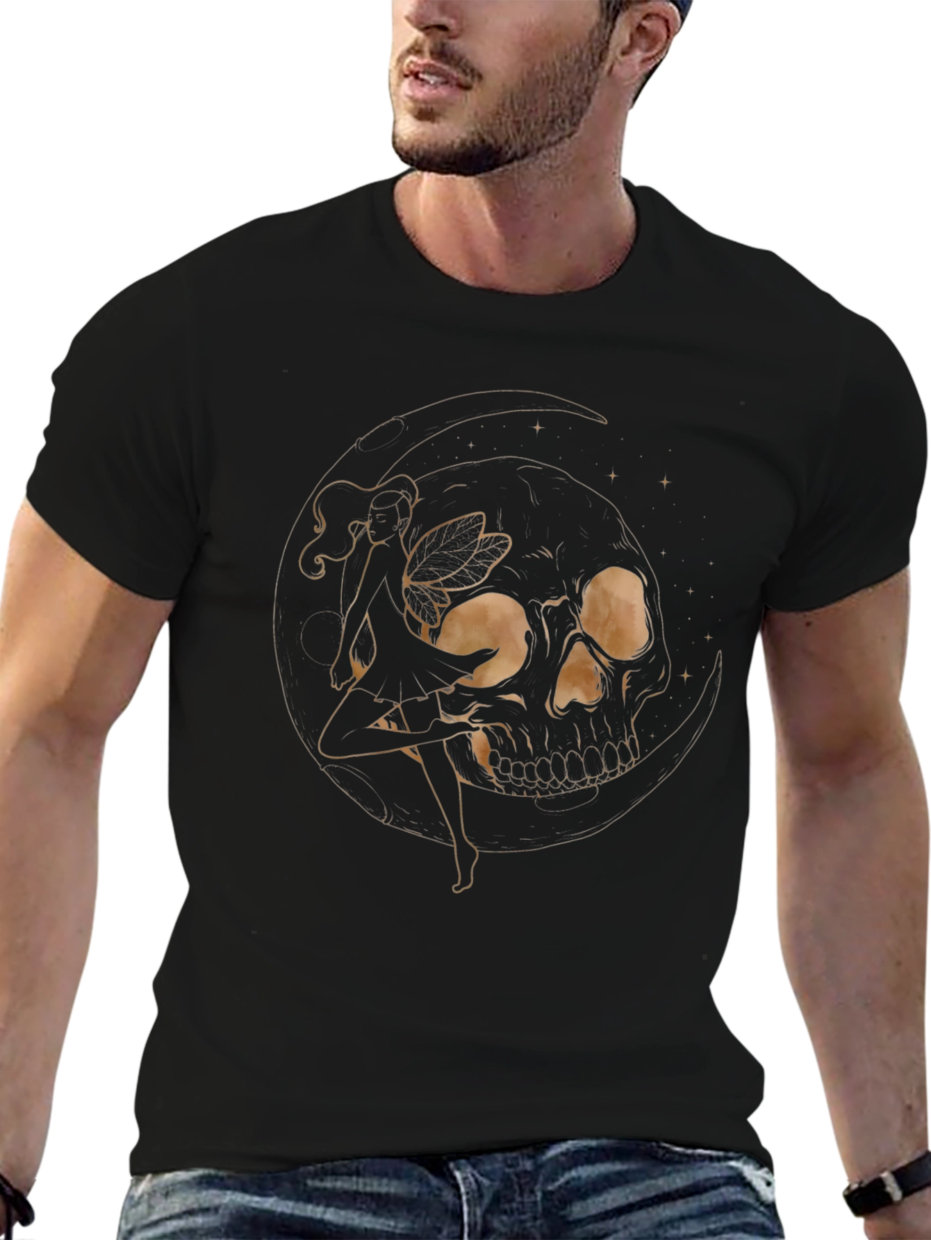Skull Fairy Graphic Black T-Shirt