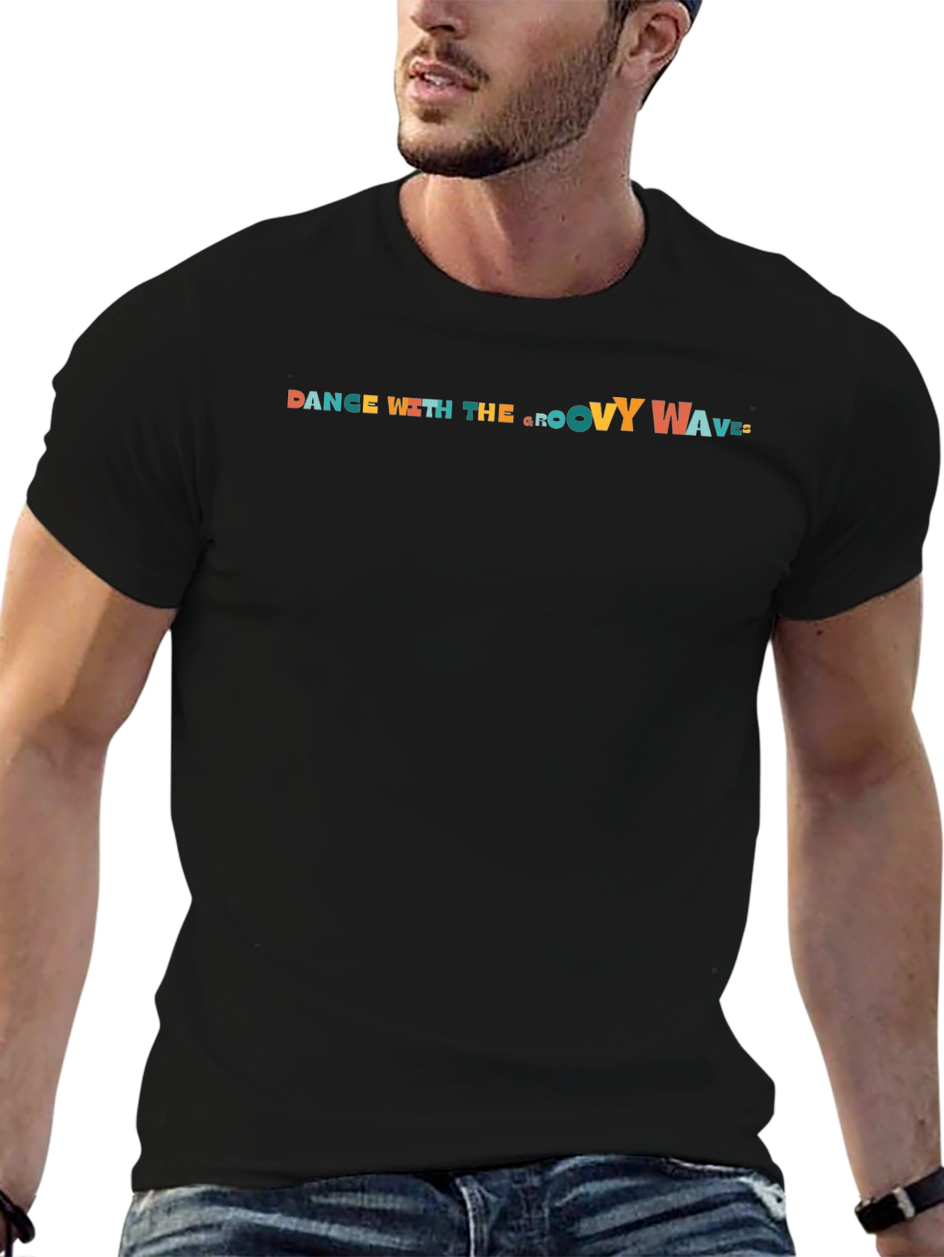 Dance With The Groovy Waves Black T-Shirt