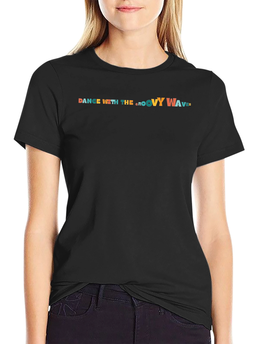 Dance With The Groovy Waves Black T-Shirt