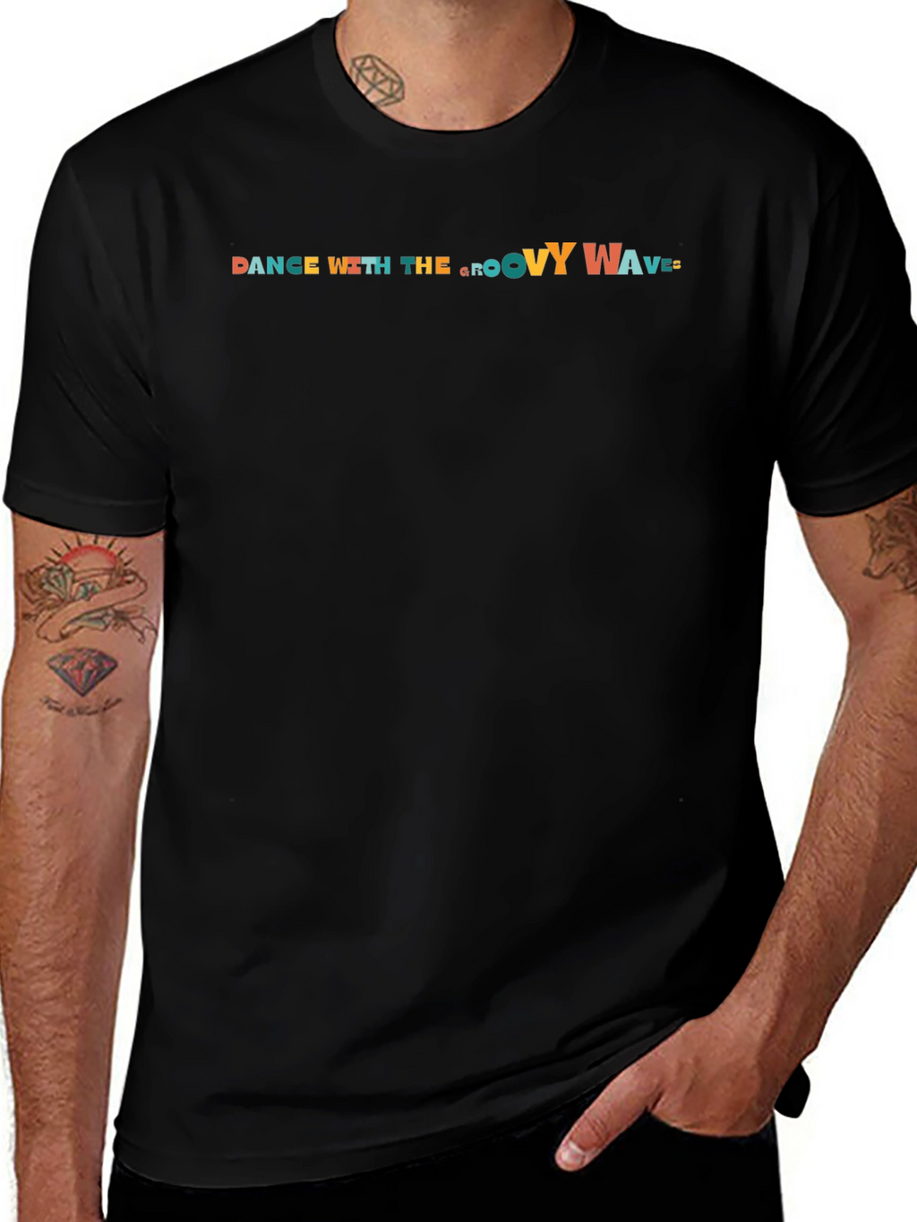 Dance With The Groovy Waves Black T-Shirt