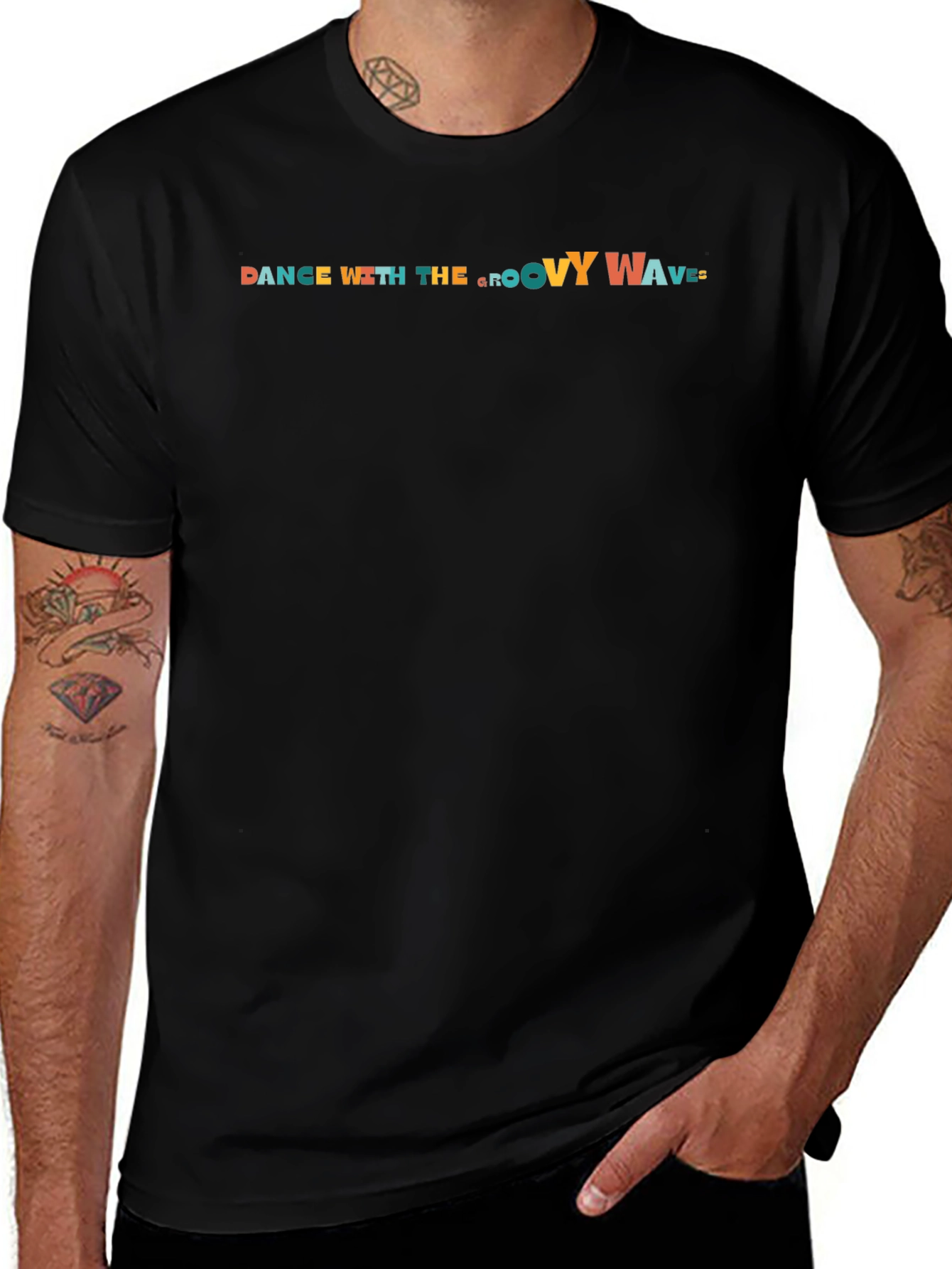 Dance With The Groovy Waves Black T-Shirt