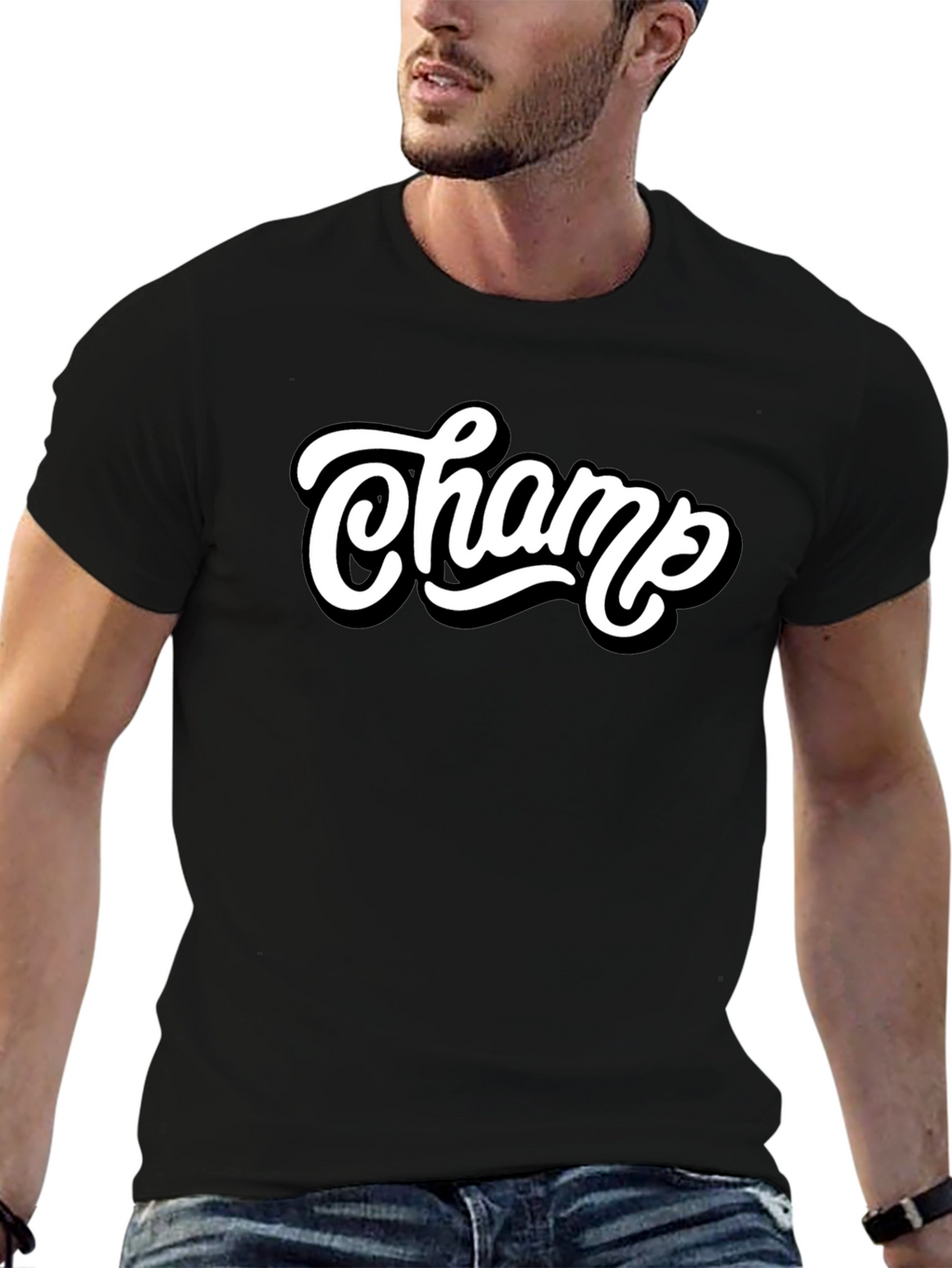 Champ Graphic Tee - Stylish Mens Black T-Shirt
