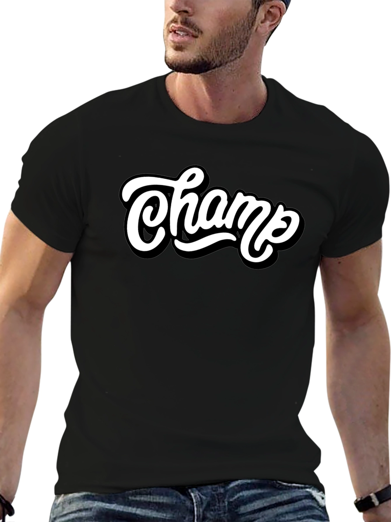 Champ Graphic Tee - Stylish Mens Black T-Shirt