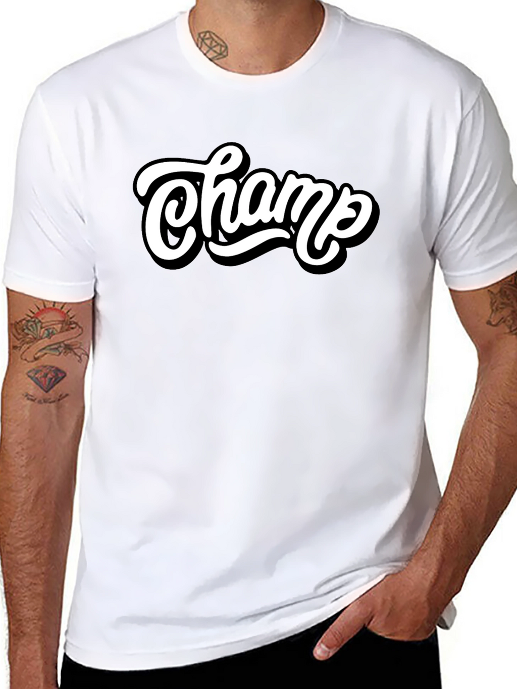 Champ Graphic Tee - Stylish Mens Black T-Shirt
