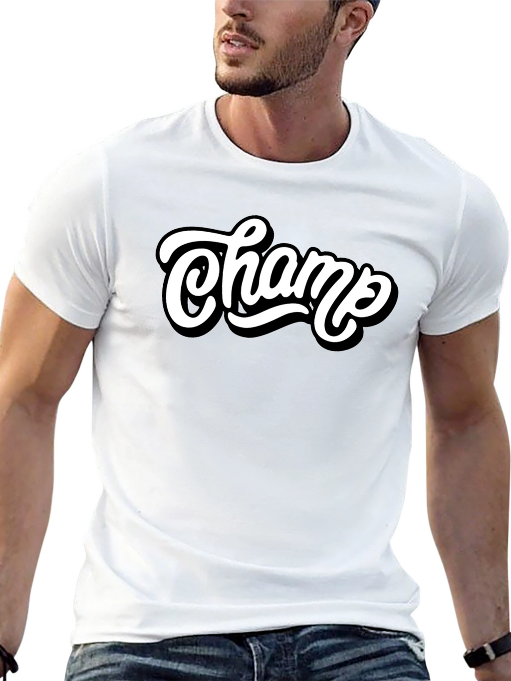 Champ Graphic Tee - Stylish Mens Black T-Shirt