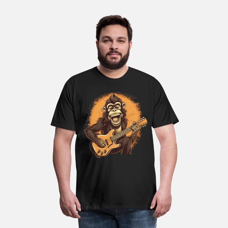 Monkey Chimpanzee Playing Acousitc Rock Guitar