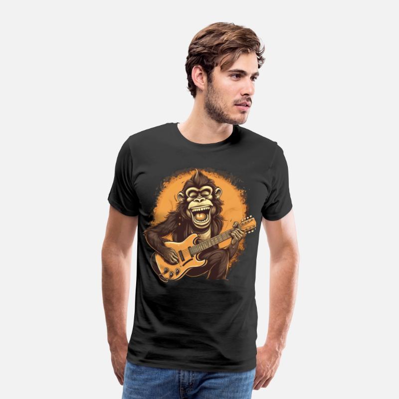 Monkey Chimpanzee Playing Acousitc Rock Guitar