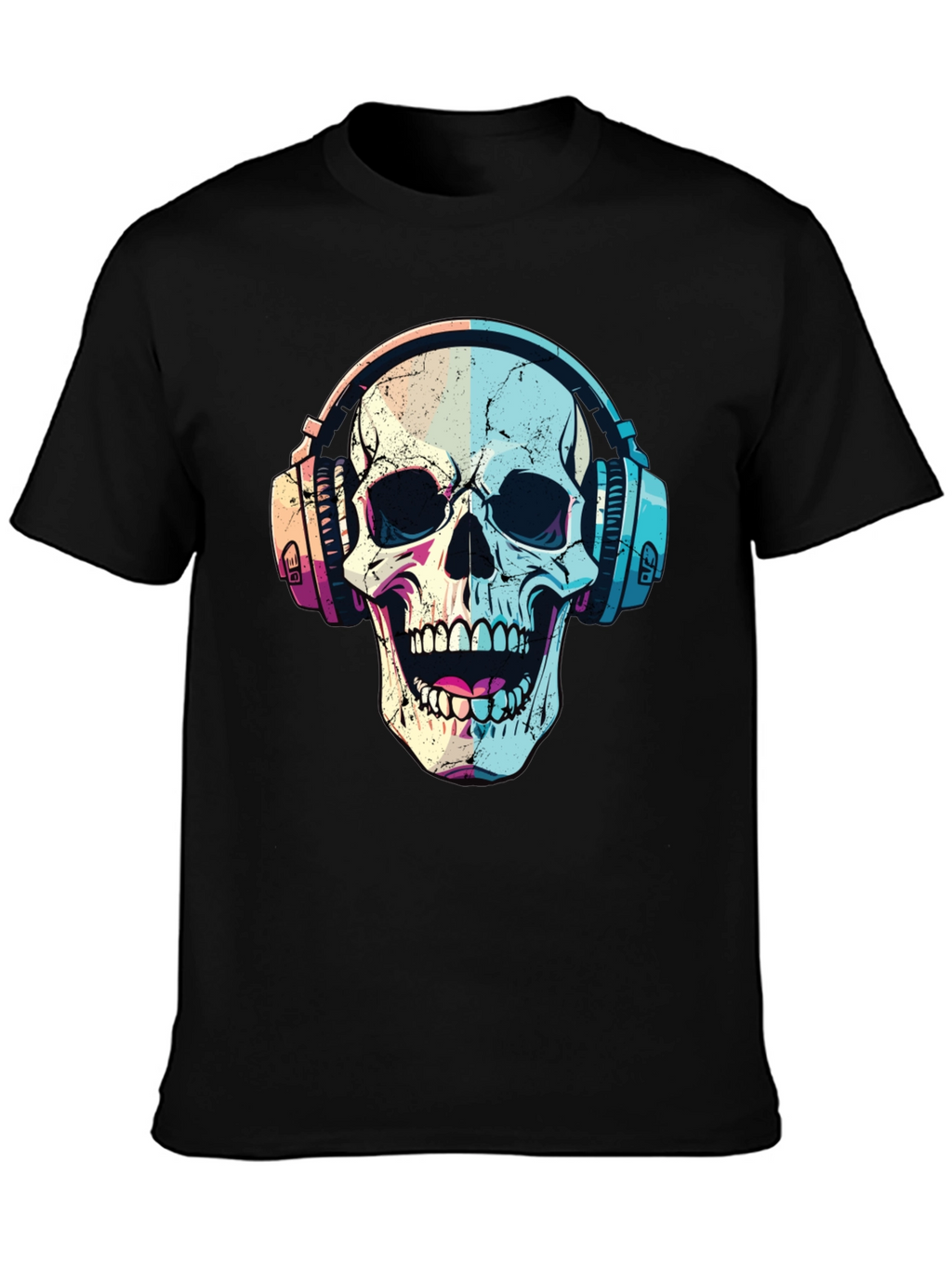 Skull with Headphones Graphic T-Shirt