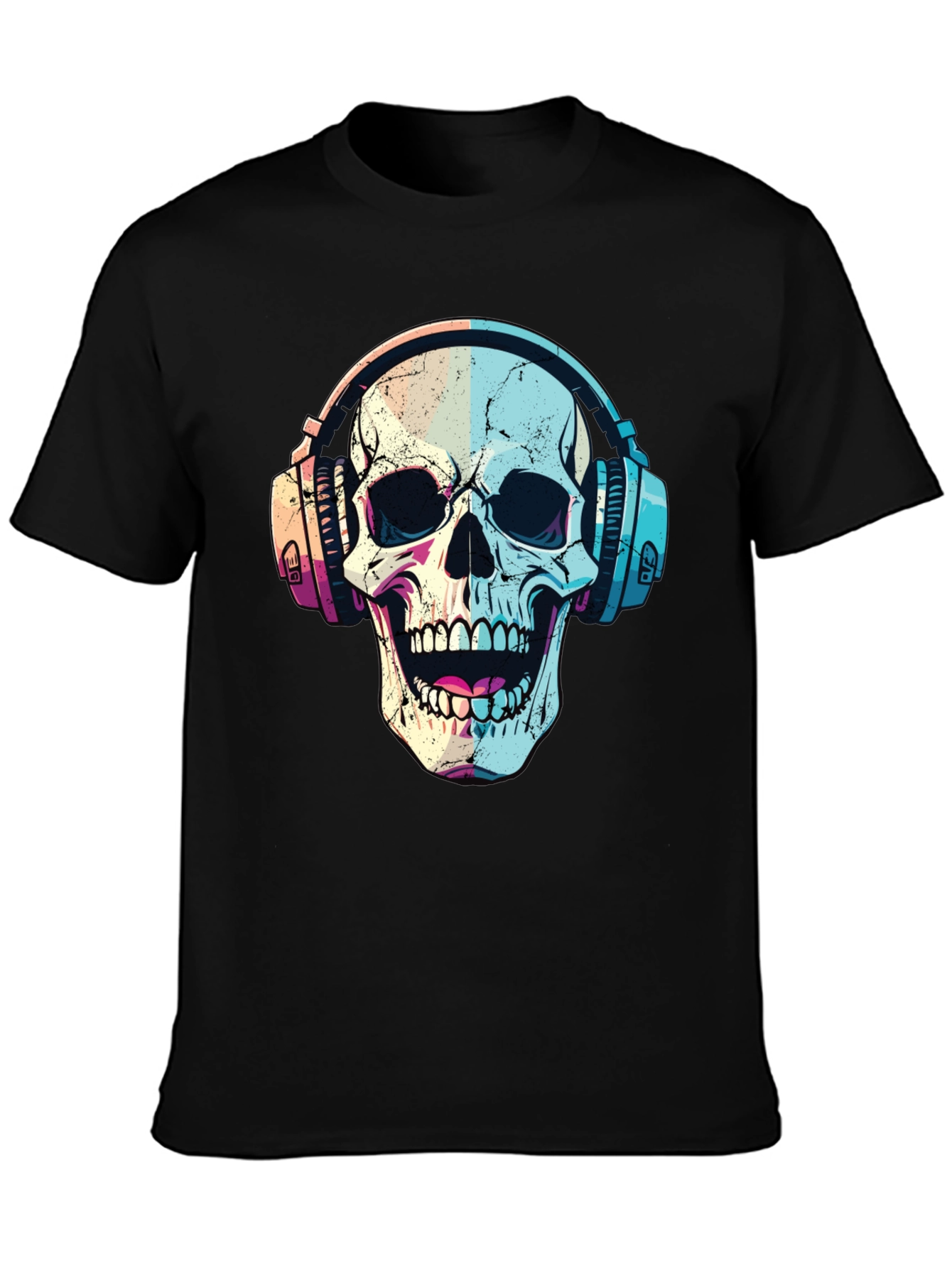 Skull with Headphones Graphic T-Shirt