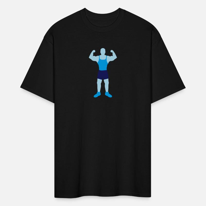 Muscular bodybuilder poses silhouette