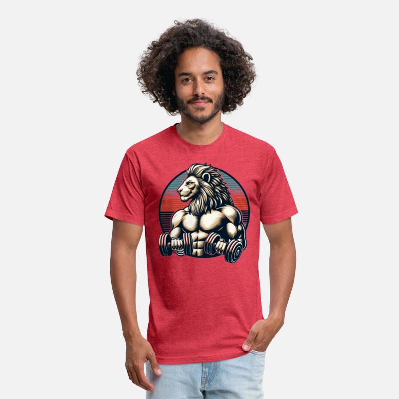 Muscular Lion Bodybuilder Gym Workout Retro Sunset