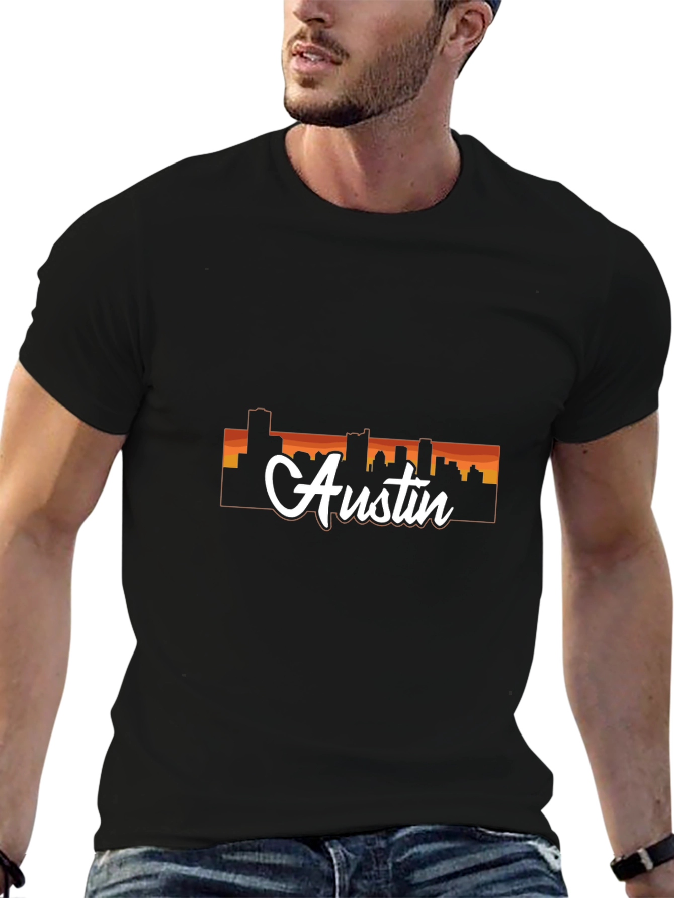 Austin Skyline T-Shirt - Mens Black Graphic Tee