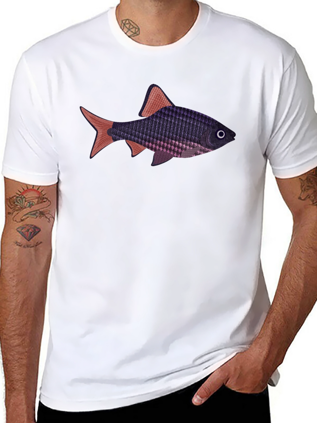 Mens Black Fish Graphic T-Shirt