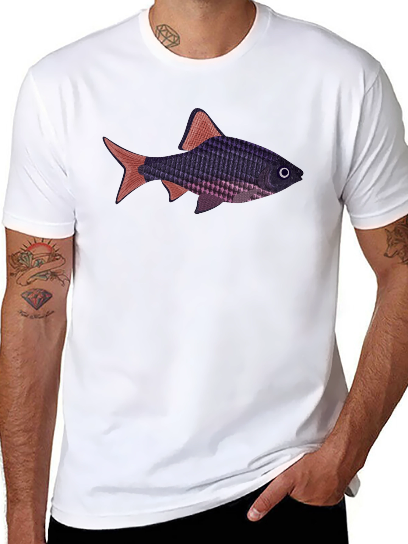 Mens Black Fish Graphic T-Shirt