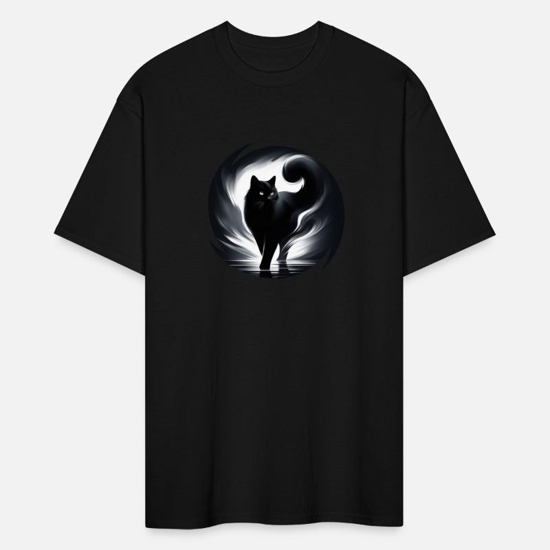 Mysterious and Elegant Black Cat Walking in Light