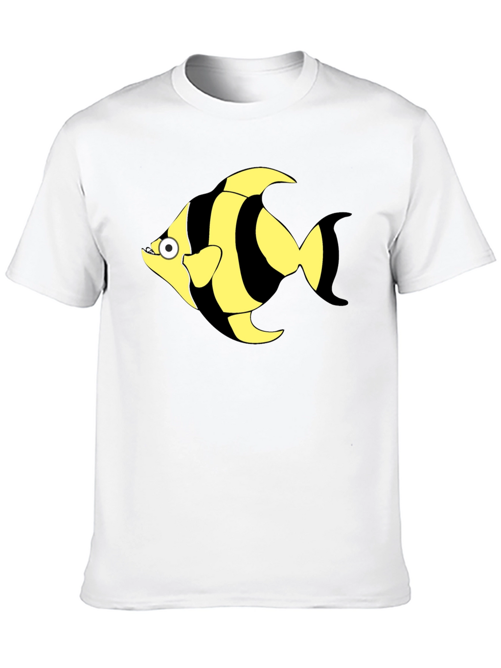 Striped Fish Graphic T-Shirt - Black Cotton Tee