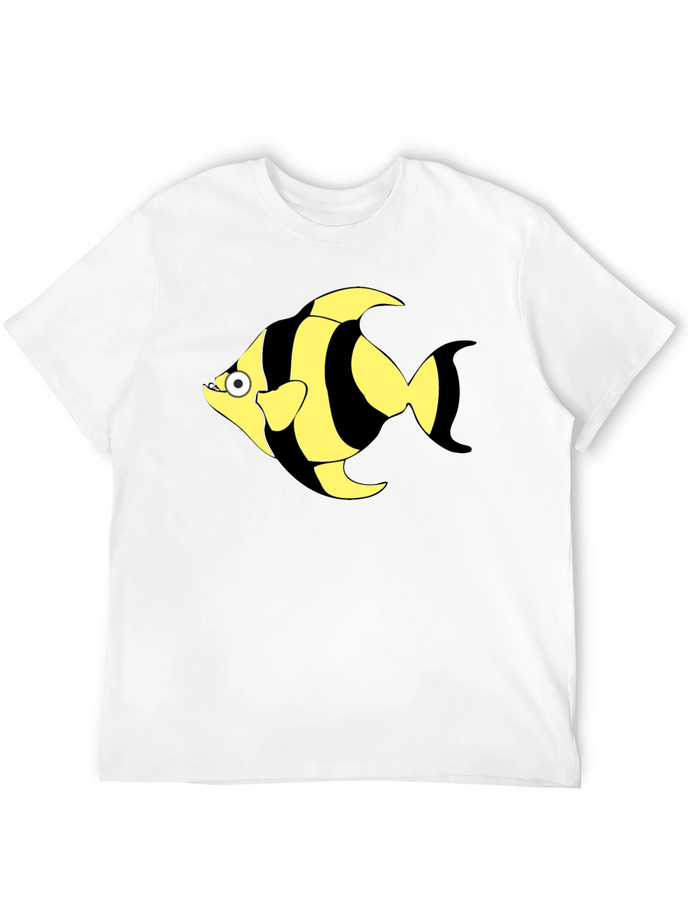 Striped Fish Graphic T-Shirt - Black Cotton Tee