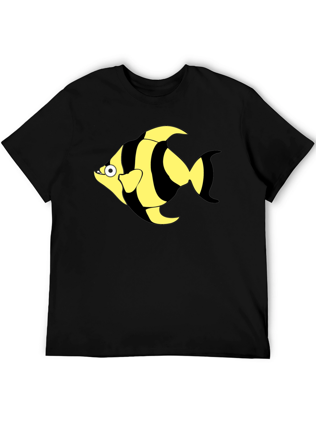 Striped Fish Graphic T-Shirt - Black Cotton Tee