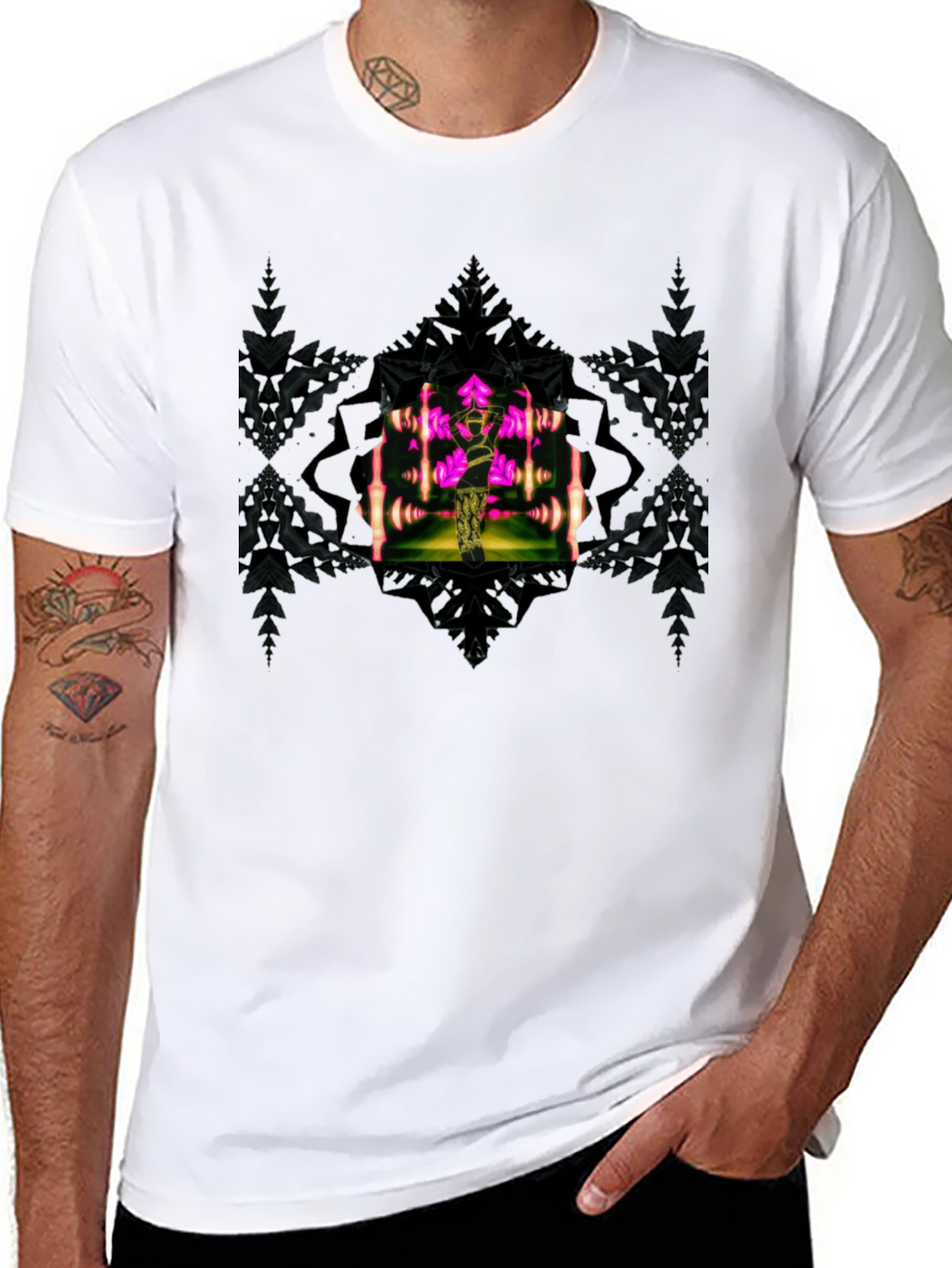 Abstract Art Graphic Print Black T-Shirt