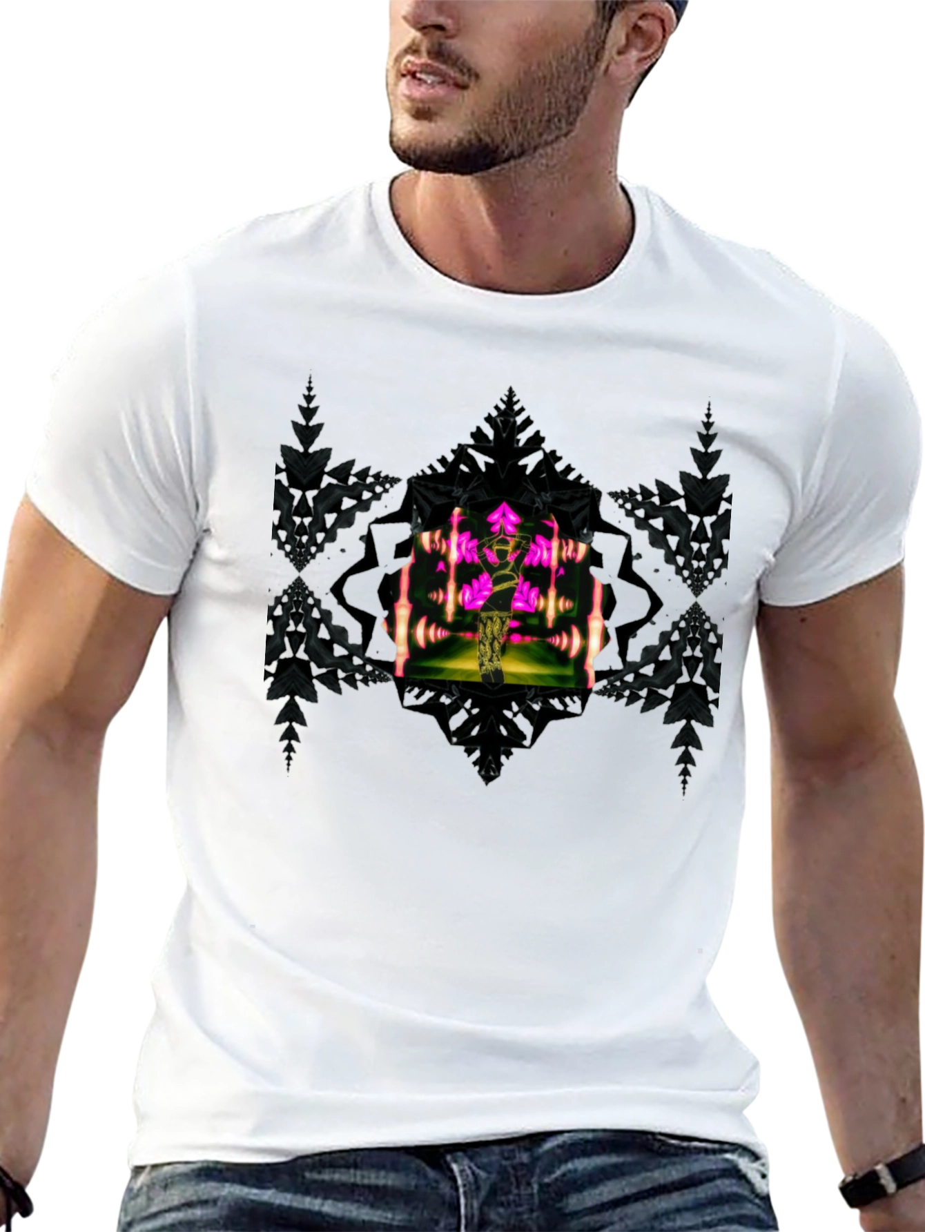 Abstract Art Graphic Print Black T-Shirt