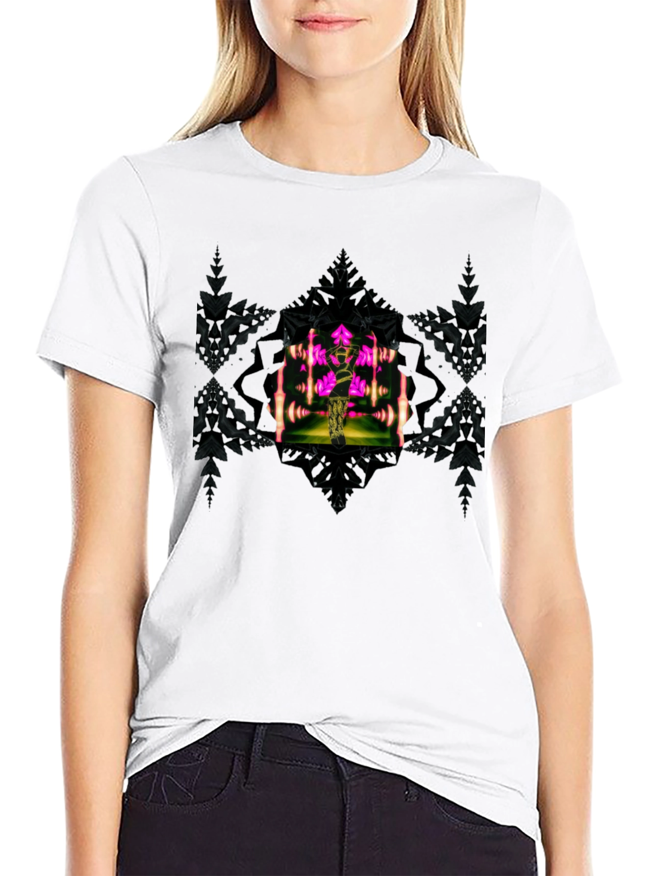 Abstract Art Graphic Print Black T-Shirt