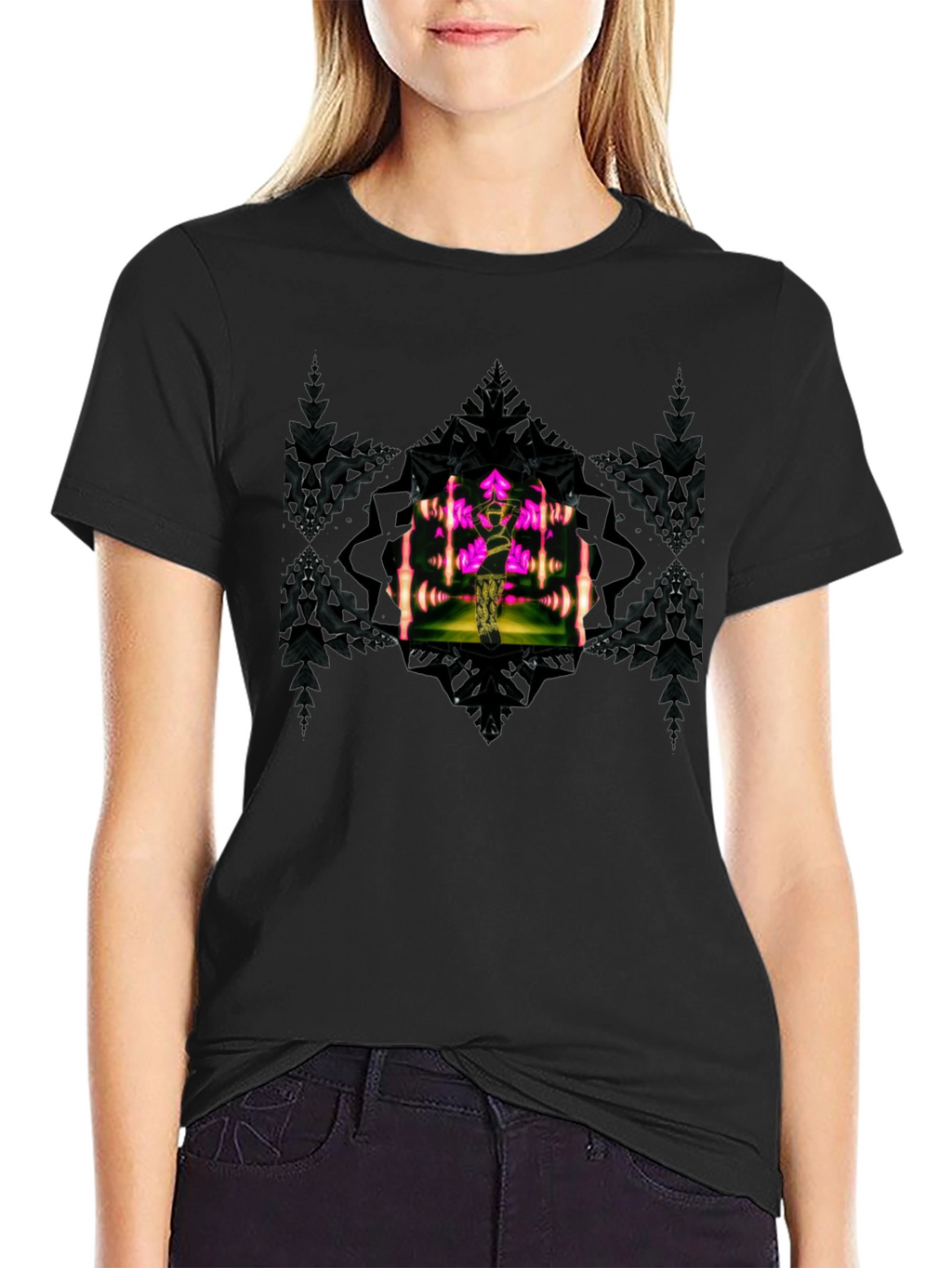 Abstract Art Graphic Print Black T-Shirt