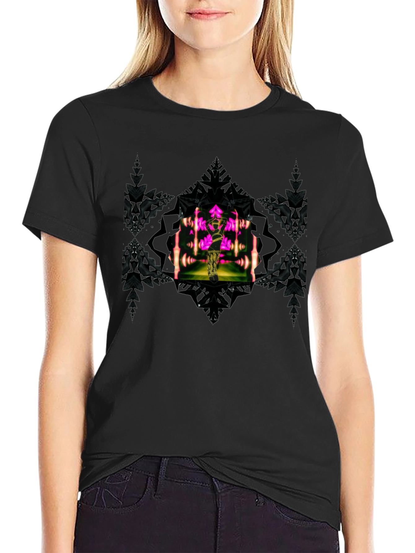 Abstract Art Graphic Print Black T-Shirt