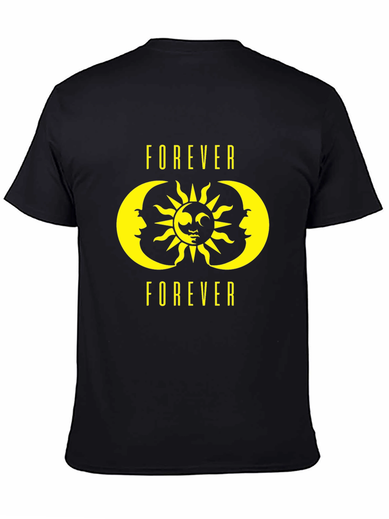 Forever Sun & Moon Graphic Tee - Black Cotton T-Shirt