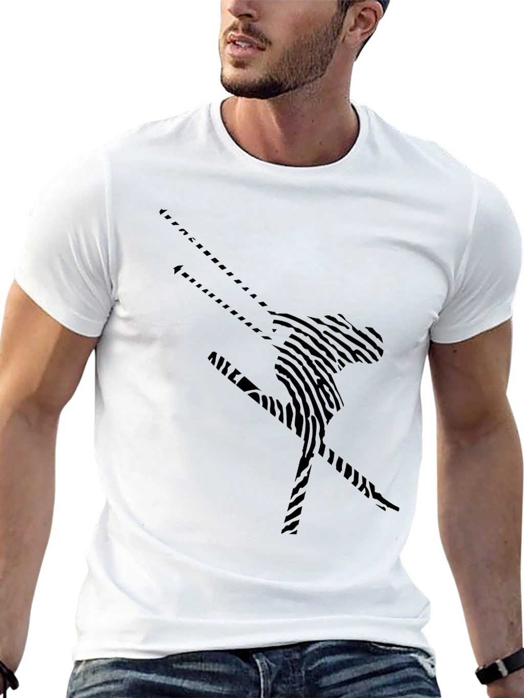 Skiing Fingerprint Graphic Tee