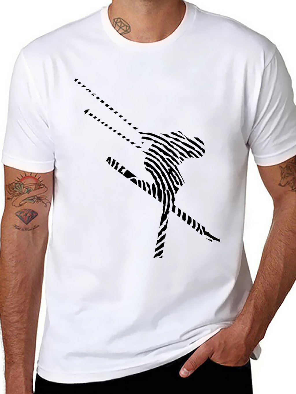 Skiing Fingerprint Graphic Tee