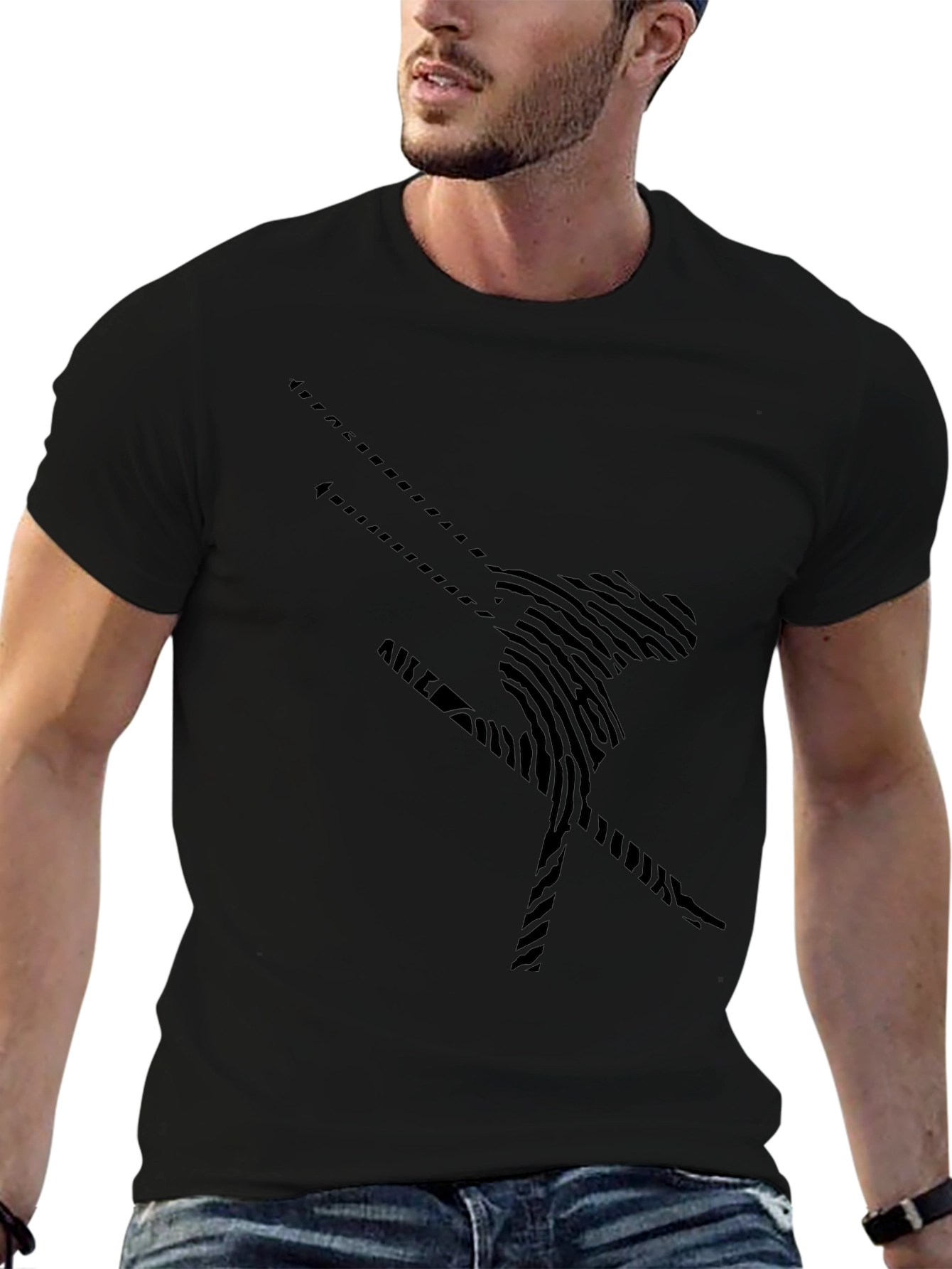 Skiing Fingerprint Graphic Tee