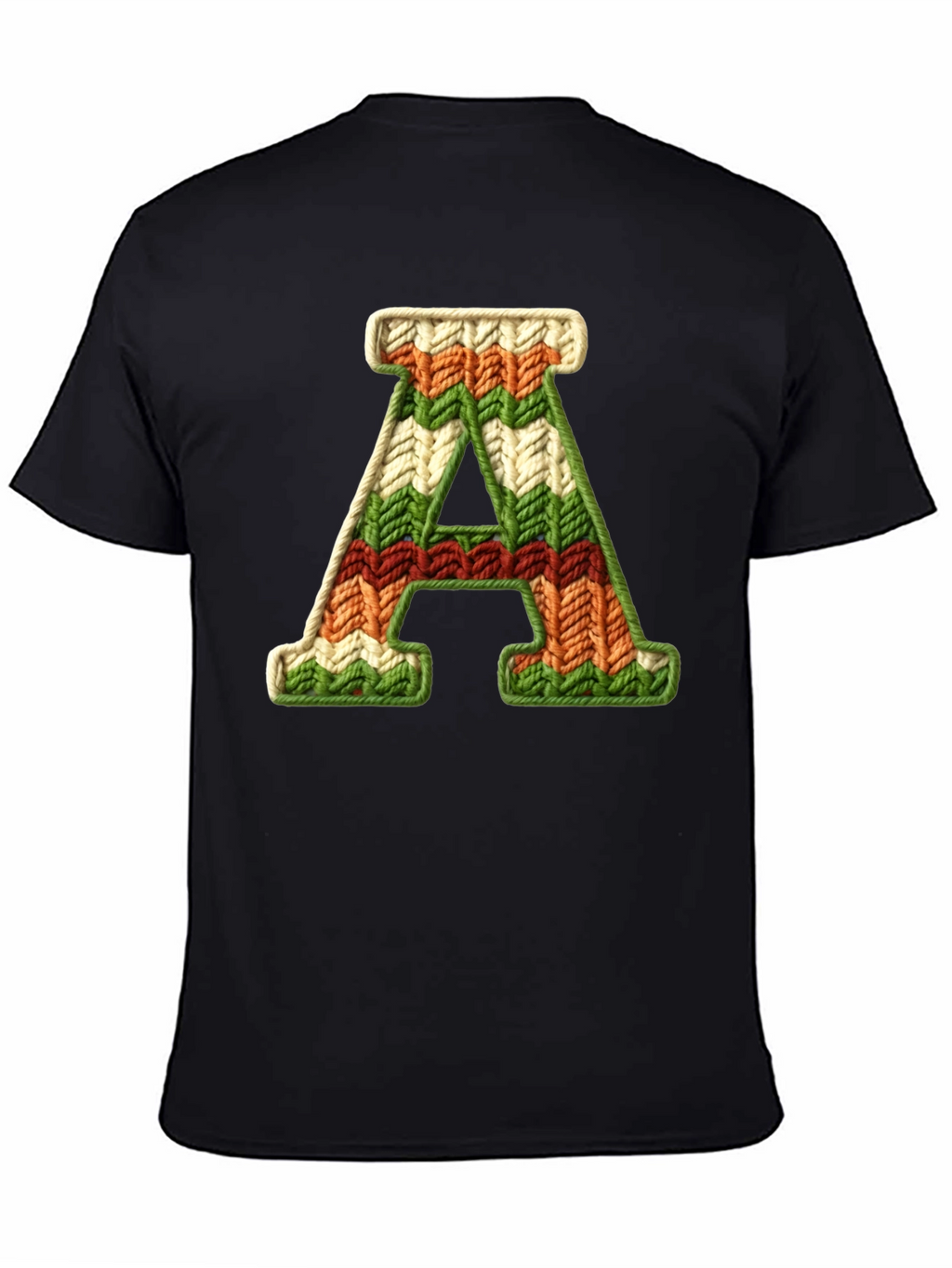 Letter A Knitted Pattern Black Tee