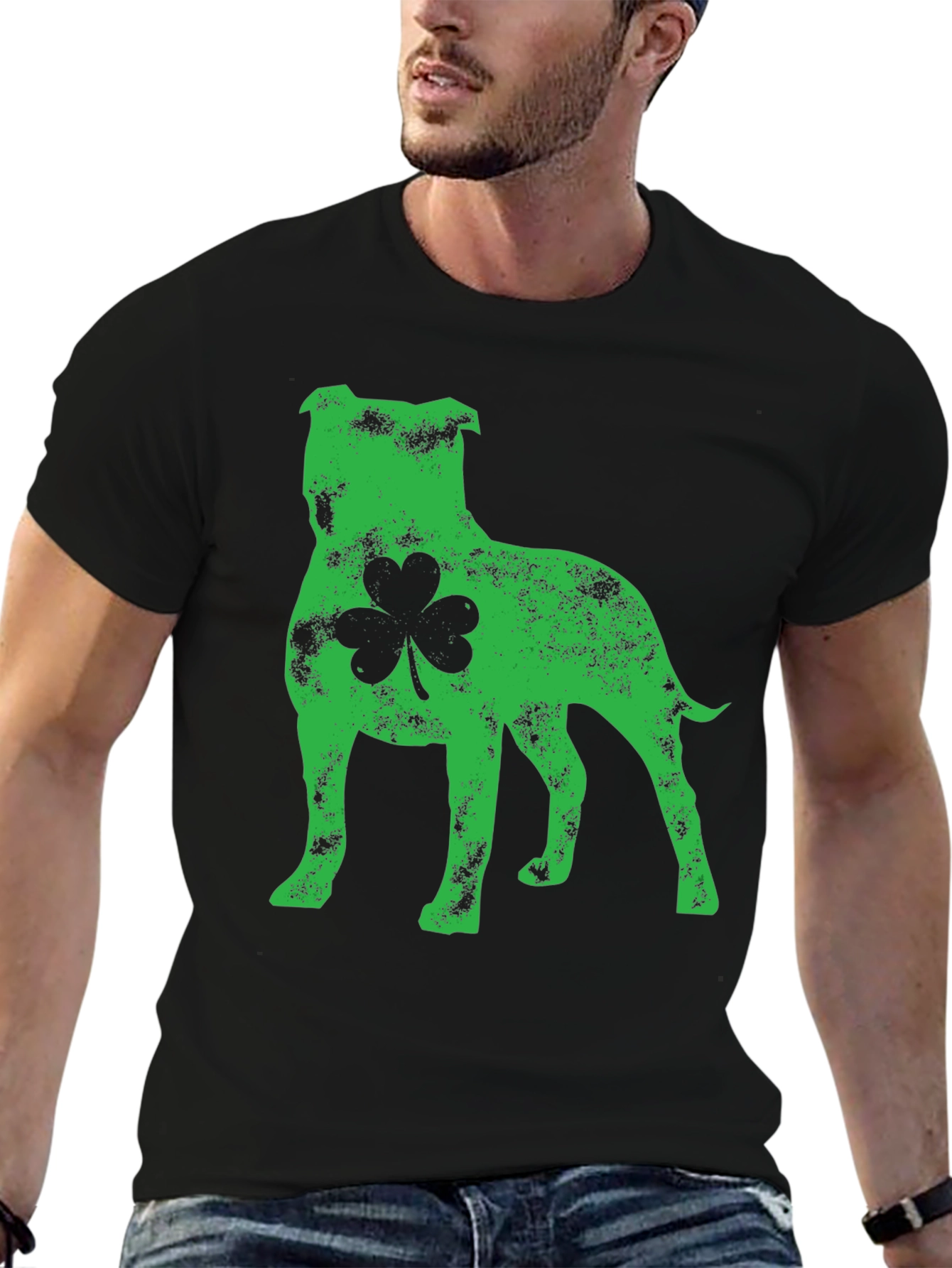 St. Patricks Day Pitbull Dog Shamrock T-Shirt