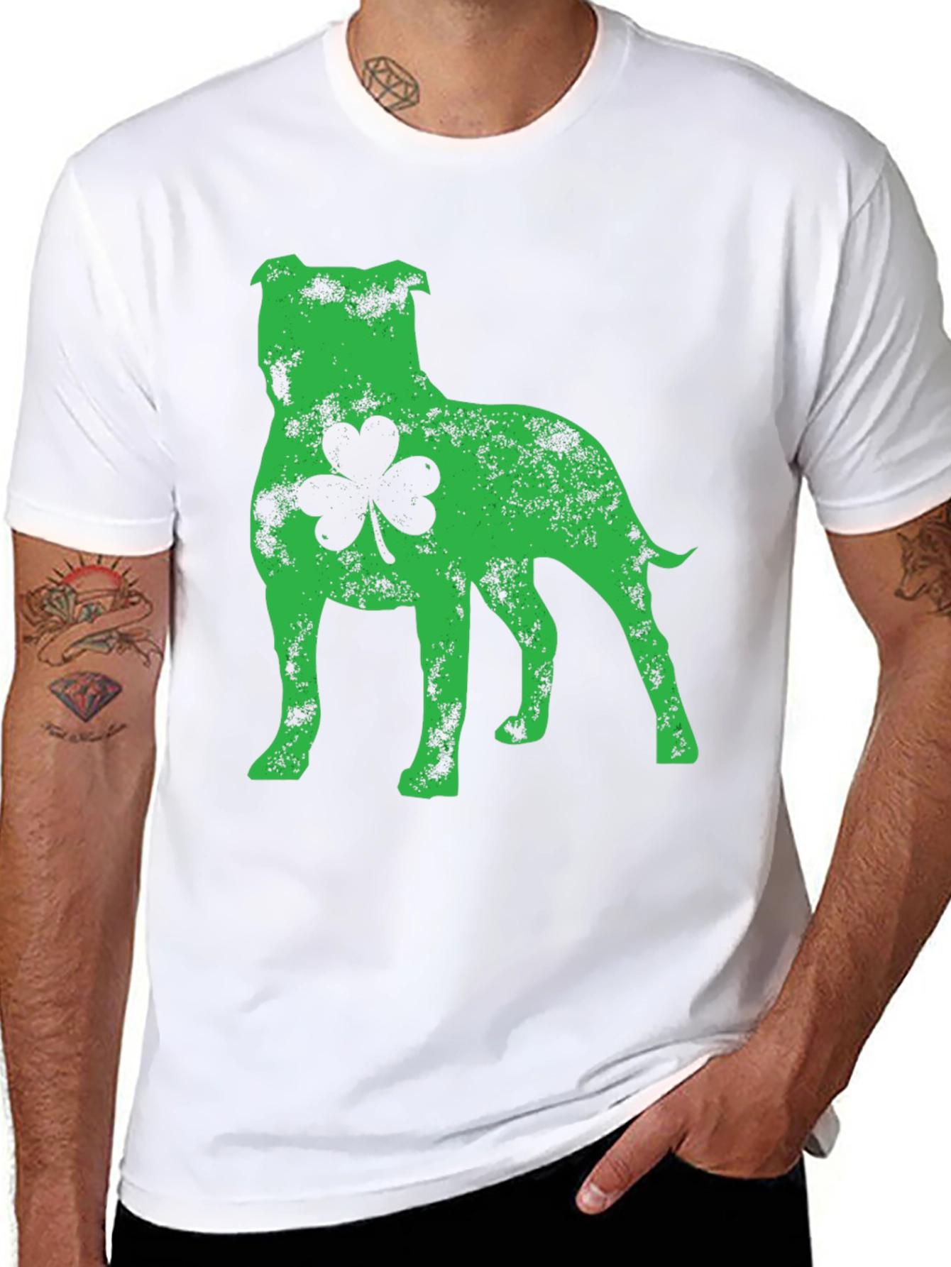 St. Patricks Day Pitbull Dog Shamrock T-Shirt