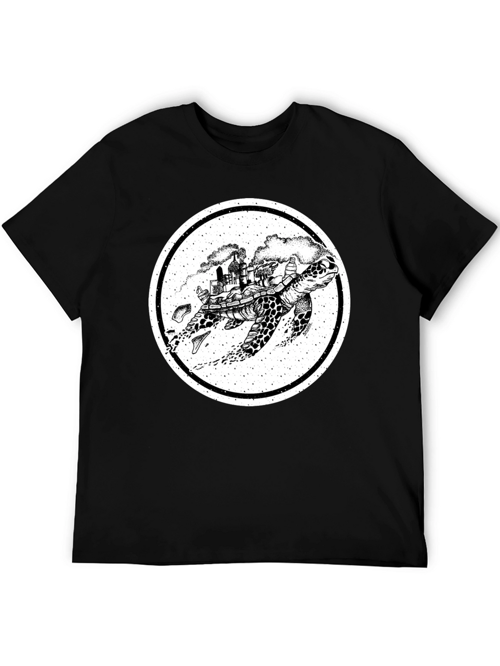 Turtle Cityscape Graphic Tee - Unique Art Design