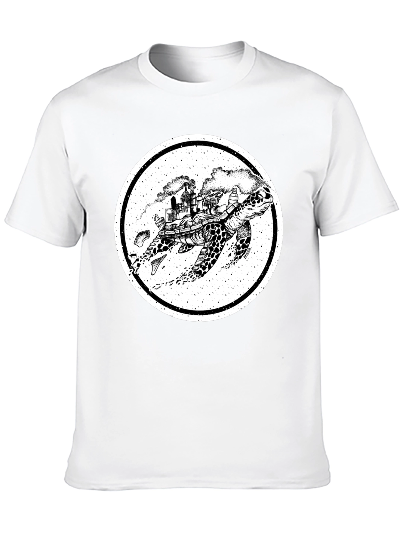 Turtle Cityscape Graphic Tee - Unique Art Design