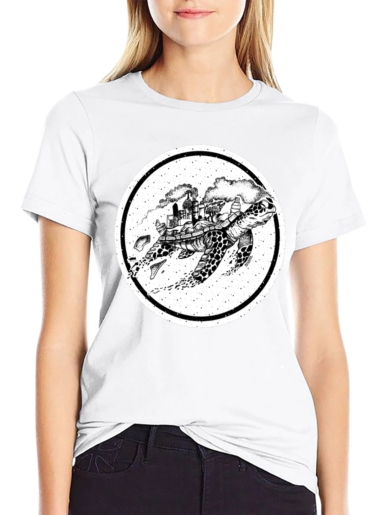 Turtle Cityscape Graphic Tee - Unique Art Design